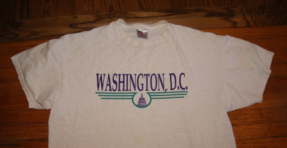 Vintage 90s Washington D.C. Print White w/Gray Dash 2XL TShirt Oneita USA Made